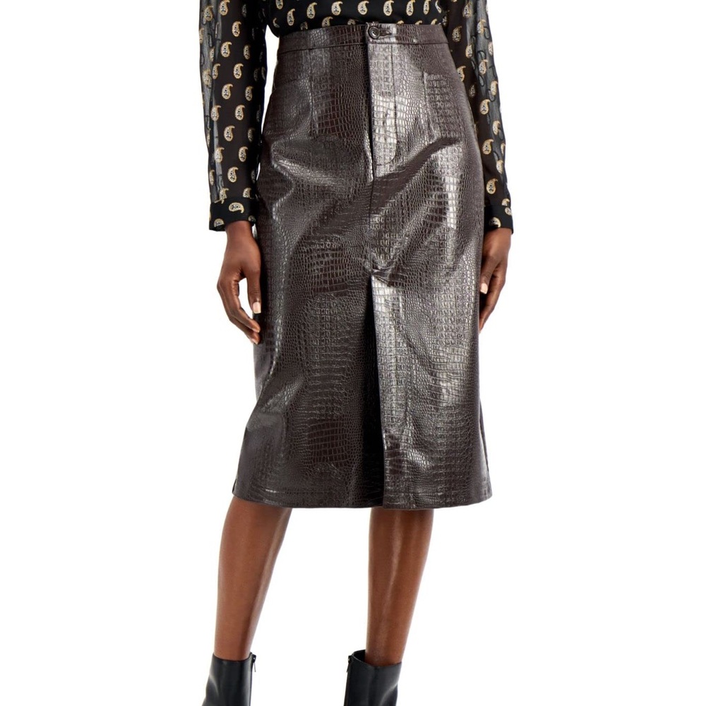 I.N.C INTERNATIONAL CONCEPTS FAUX SKIN CHOCOLATE BROWN PENCIL SKIRT SIZE 18